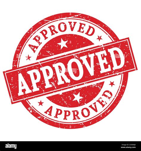 APPROVED red grungy round rubber stamp Stock Photo - Alamy