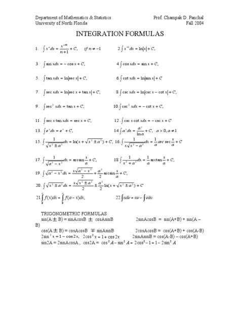 Image result for Integration General Formula