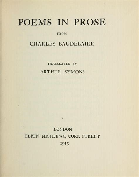 Poems in Prose by Charles Baudelaire