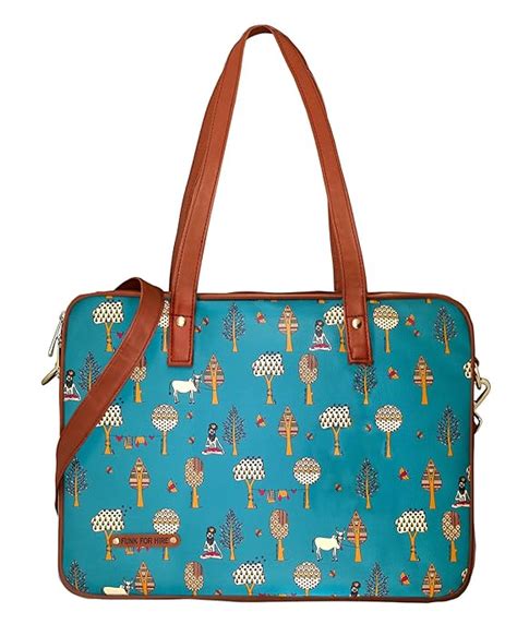 Funk For Hire Women Printed Vegan 15.6 inch Leather Laptop Handbag ...