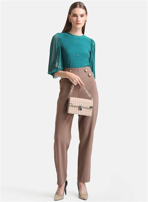 Buy Straight Fit Trousers With Tab Detail 124101TANXS – KAZO
