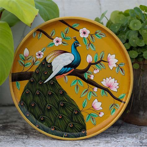 Pichwai Peacock Handpainted Wall Plate - 9" – Yellow Verandah