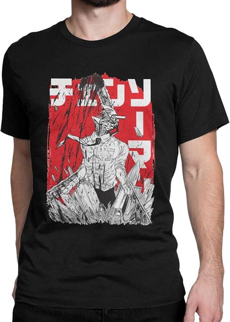 Chainsaw Man T-Shirts for Men Anime Vintage Cotton Tees O Neck Short ...