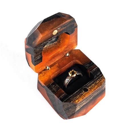 Buy Resin Wood Box – Black Wood and Epoxy Engagement Ring Box – Crystal ...