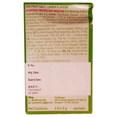 Buy ENO Fruit Salt Lemon Flavour Powder, 5 gm | 19 Minutes Delivery ...
