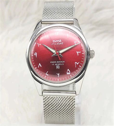HMT Pilot Arabic Font Watch - Red Apple Dial, 17 Jewels Mechanism ...