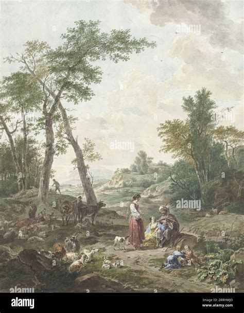 Jacob entertaining Rachel and Leah, 1777 Stock Photo - Alamy