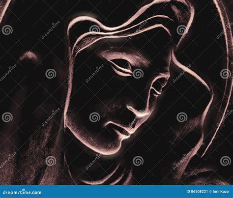 Silhouette of Virgin Mary on Black Background Stock Image - Image of catholic, culture: 86508221