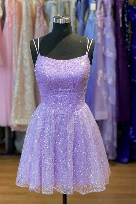 Sparkle Lavender Tulle A-line Short Homecoming Dress | 礼服
