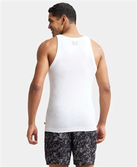 Buy Super Combed Cotton Rib Square Neck Gym Vest - White US26 | Jockey ...
