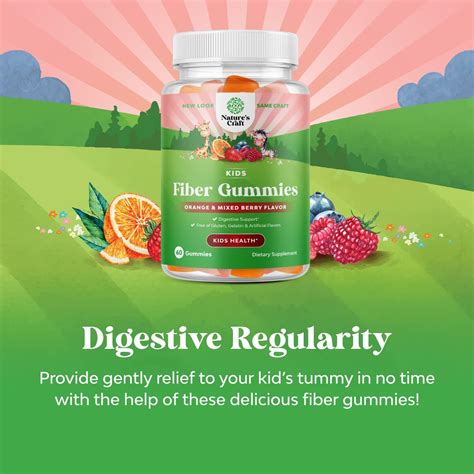 Buy Kids Fiber Gummy Prebiotics Supplement - Soluble Fiber Gummies for ...