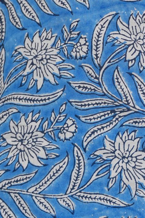 Sky Blue Botanical Bliss Block Printed Night suit