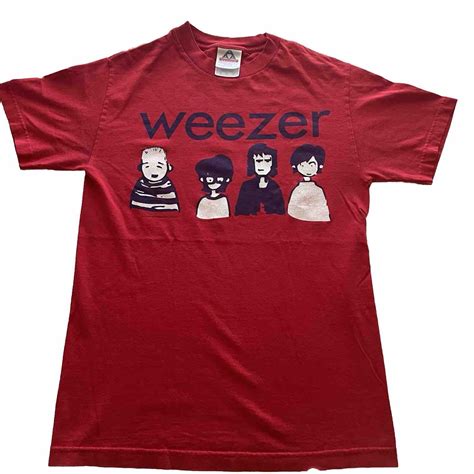 Vintage Weezer Red Cartoon Graphic Band T-Shirt Red -… - Gem