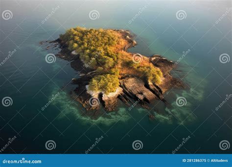 Aerial View of a Newly Formed Volcanic Island Stock Illustration ...