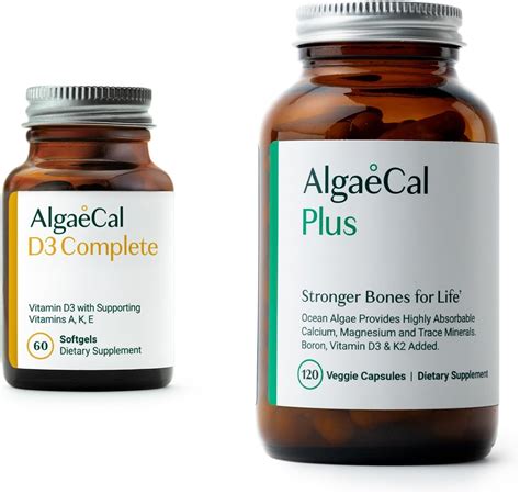Amazon.com: ALGAECAL Bundle - D3 Complete (1000 IU) + K2, Vitamin E, Vitamin A & Plant-Based ...
