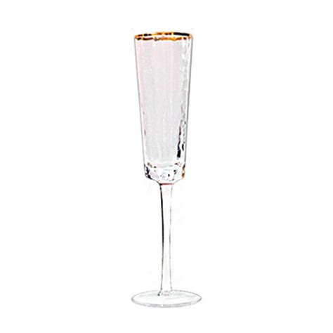 Gold Rimmed Crushed Champagane Glass Set of 2 | Chic Stemware for Eleg ...