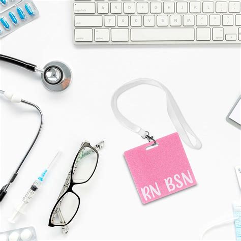 Snapklik.com : RN BSN Badge Buddy Pink Glitter Nurse Name Tag Holder ...