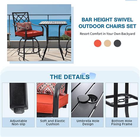 Buy SUNCROWN Outdoor Bar Stools Set of 2 Bar Height Bistro Swivel ...