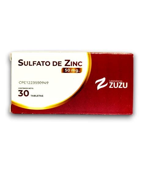 SULFATO DE ZINC 50 MG X 30 TAB (ZUZU) - Droguerías Ciccorp
