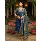 Purple Embroidered Tissue Striped Kurta with Pants- Set of 2