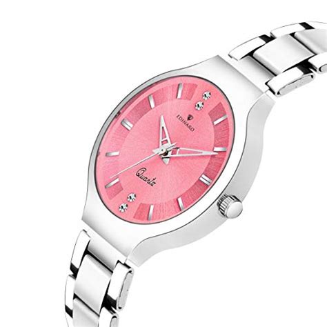 EDINARO Round Dial Stainless Steel Bracelet Chain Analogue Wrist Watch ...