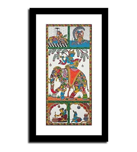 IMAGING CANVAS® Krishna On Kandarp Elephant Pattachitra Art Painting ...