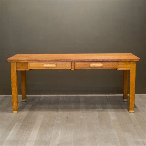 Solid Oak Two Drawer Desk by Standard Furniture Co. c.1940 | S16 Home