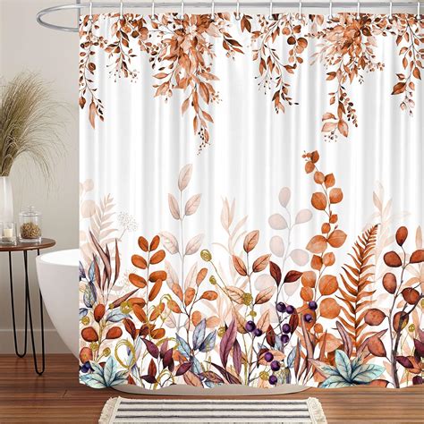 Amazon.com: VEIGIKE Fall Floral Shower Curtain, Cute Autumn Red and ...