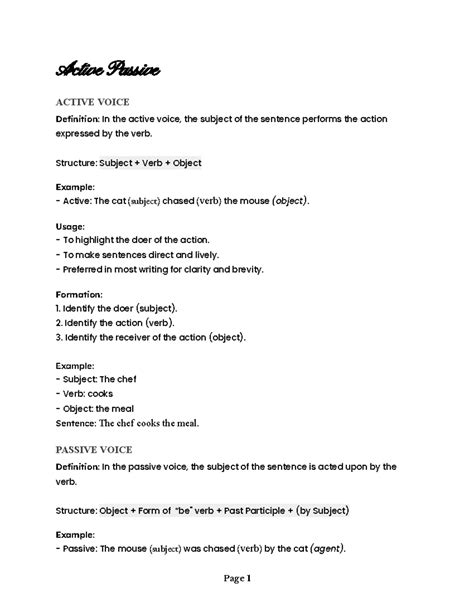 Active and Passive Voice: A Comprehensive Study (ENG 101) - Studocu