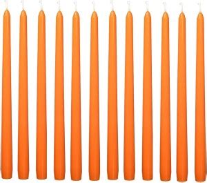 Kigssk Enterprises Pack of 12 Pcs 9.5 Inch Premium Orange Taper Candles ...