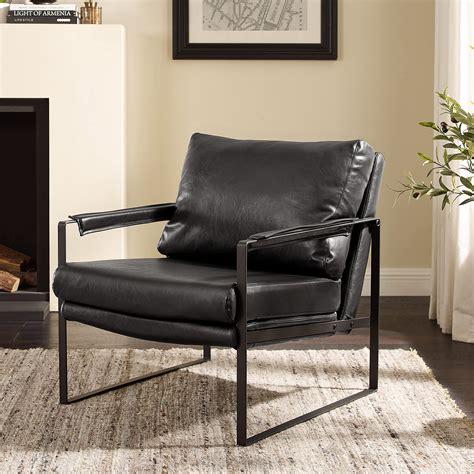 Black Leather Accent Chair Global United C74 Black Orren Ellis Amador