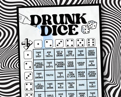 Drunk Dice Drinking Game for Adults, Group Party Game Printable ...
