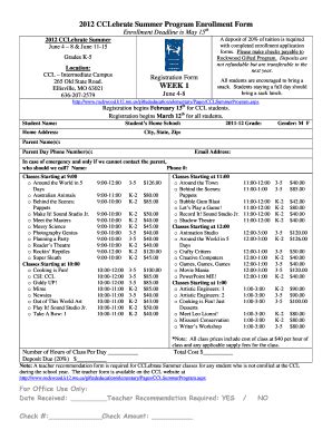 Fillable Online Summer School Reg Form-WEEK 1 Fax Email Print - pdfFiller