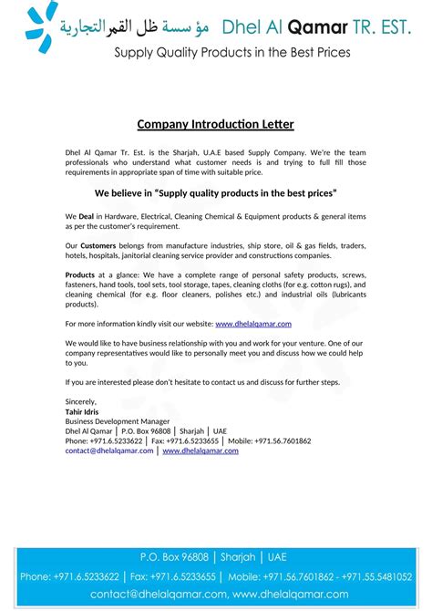 Letter of Business Introduction Sample 的图像结果