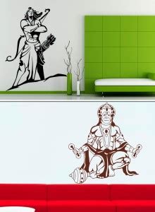 Trends on WALL 72 cm Lord Ram & Hanuman Ji Self Adhesive Sticker Price ...