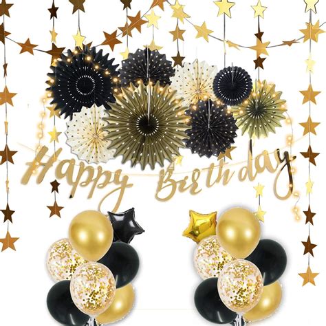 Buy Black and Gold Birthday Decorations for 40th 33 Men Birthday Party ...