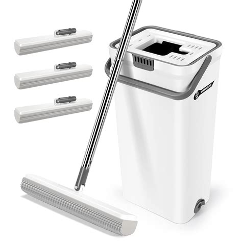 ZNM Sponge Mop and Bucket, PVA Sponge Mop and Bucket with Wringer Set ...