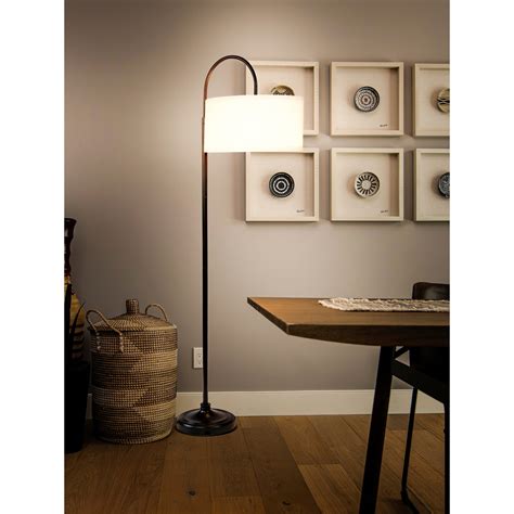 Floor Lamp End Table- Modern Rustic Side Table with Drum Shaped Shade ...