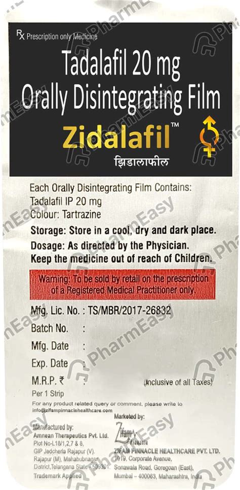 Buy Zidalafil 20 MG Tablet (10) Online at Flat 15% OFF | PharmEasy