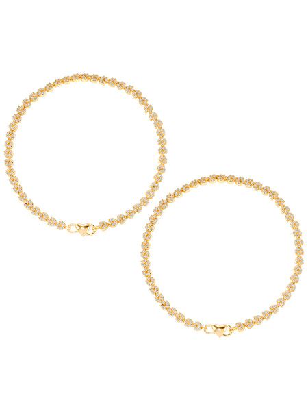 Glamorous Cubic Zirconia Studded Anklets – Peora