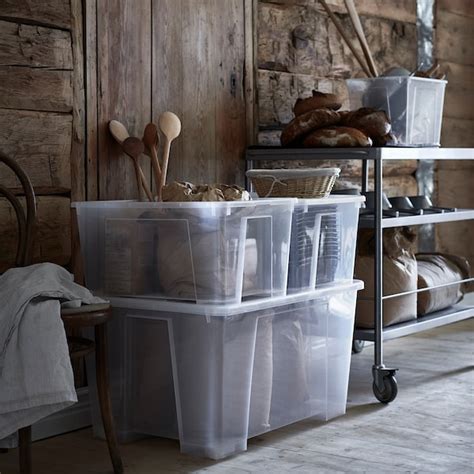 SAMLA box, transparent, 56x39x28 cm/45 l (22x15 ¼x11"/12 gallon) - IKEA
