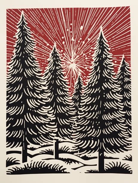 See related image detail. Linocut Trees In Winter Free Stock Photo - Public Domain Pictures