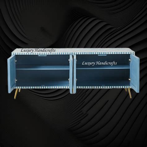 Optical Bone Inlay Media Console Sky Blue – Luxury Handicrafts