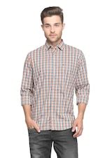 Buy Men Orange Slim Fit Check Full Sleeves Casual Shirt Online - 283030 ...