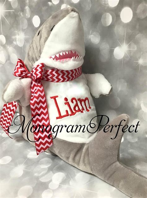 personalized gray shark stuffed animal — MonogramPerfect