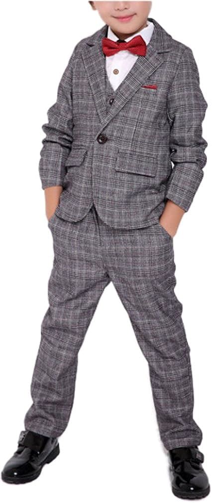 Buy Boys Vintage Gray Plaid Suits 3 Pieces Jacket Vest Pants Online at ...