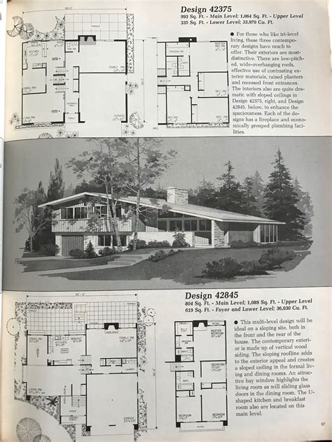 205 Home Plans Multi-level Designs Richard Pollman Mid Century Modern ...
