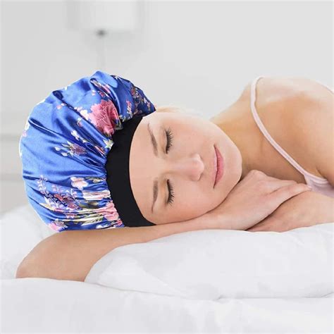Buy 4 Pack Soft Satin Sleeping Cap Wide Band Salon Bonnet Silk Night ...