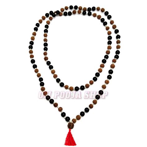 Rudraksha Black Hakik Combination Mala - 108 Beads