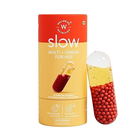 Wellbeing Nutrition Slow Multivitamin & Omega 3 for Women Biotin, B ...